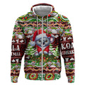 Koala Christmas Zip Hoodie Australia Aboriginal Cute Santa Koalas - Aussie Hoodie