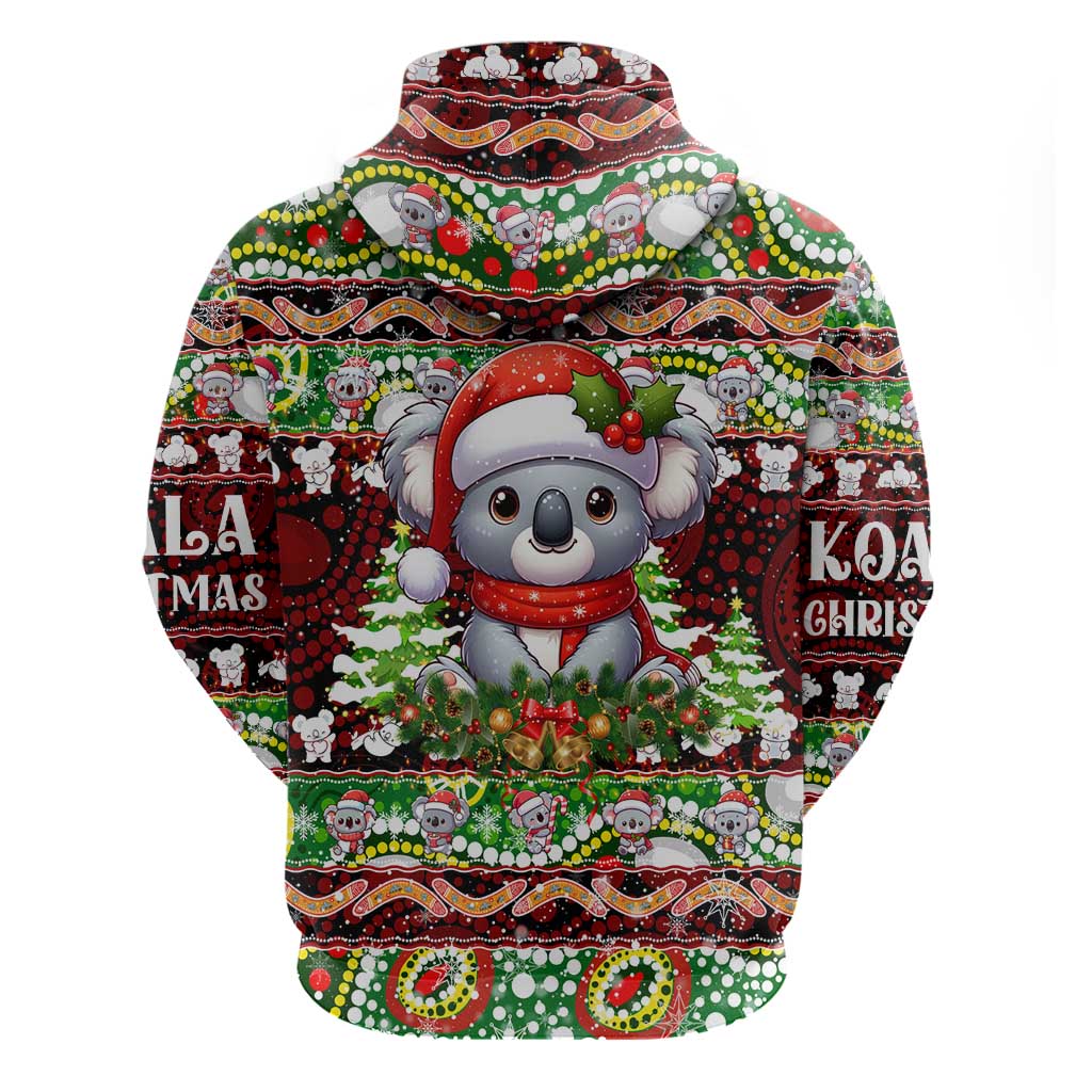 Koala Christmas Zip Hoodie Australia Aboriginal Cute Santa Koalas - Aussie Hoodie