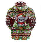 Koala Christmas Zip Hoodie Australia Aboriginal Cute Santa Koalas - Aussie Hoodie