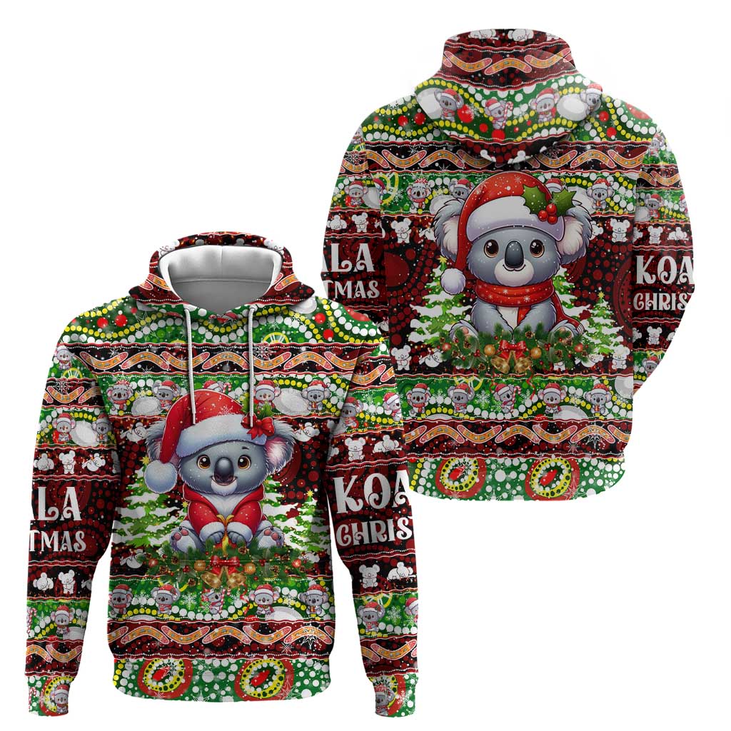 Koala Christmas Zip Hoodie Australia Aboriginal Cute Santa Koalas - Aussie Hoodie