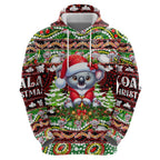 Koala Christmas Zip Hoodie Australia Aboriginal Cute Santa Koalas - Aussie Hoodie
