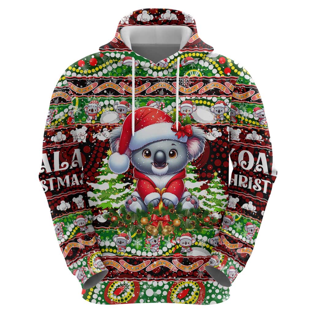 Koala Christmas Zip Hoodie Australia Aboriginal Cute Santa Koalas - Aussie Hoodie