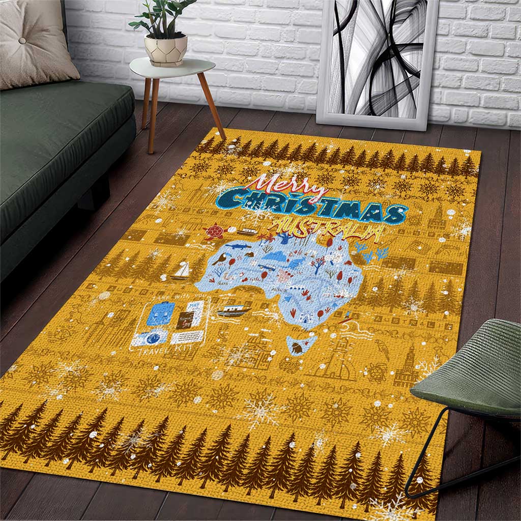 Merry Christmas Australia Area Rug Xmas Travel Map - Aussie Hoodie