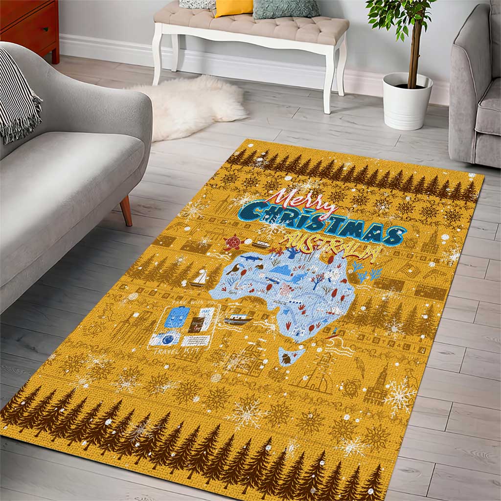Merry Christmas Australia Area Rug Xmas Travel Map - Aussie Hoodie