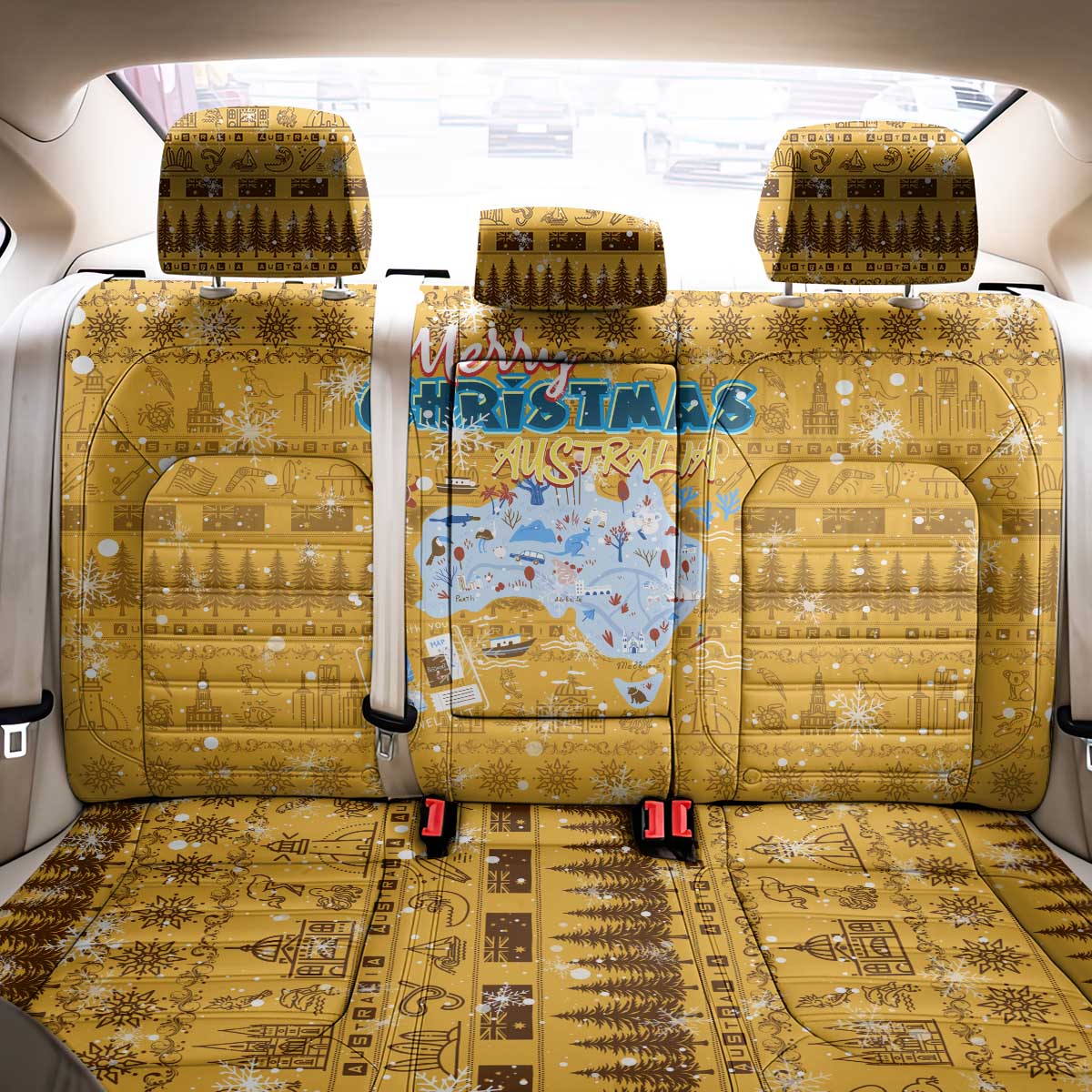 Merry Christmas Australia Back Car Seat Cover Xmas Travel Map - Aussie Hoodie