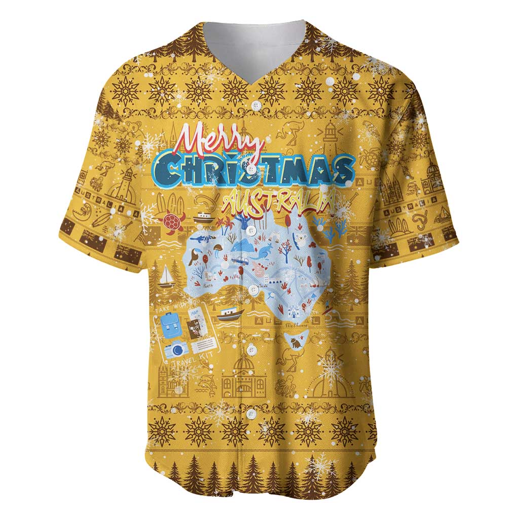 Merry Christmas Australia Baseball Jersey Xmas Travel Map - Aussie Hoodie