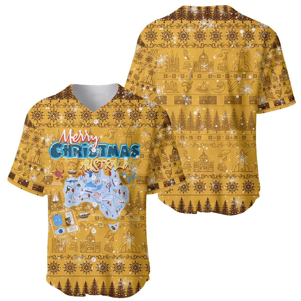 Merry Christmas Australia Baseball Jersey Xmas Travel Map - Aussie Hoodie