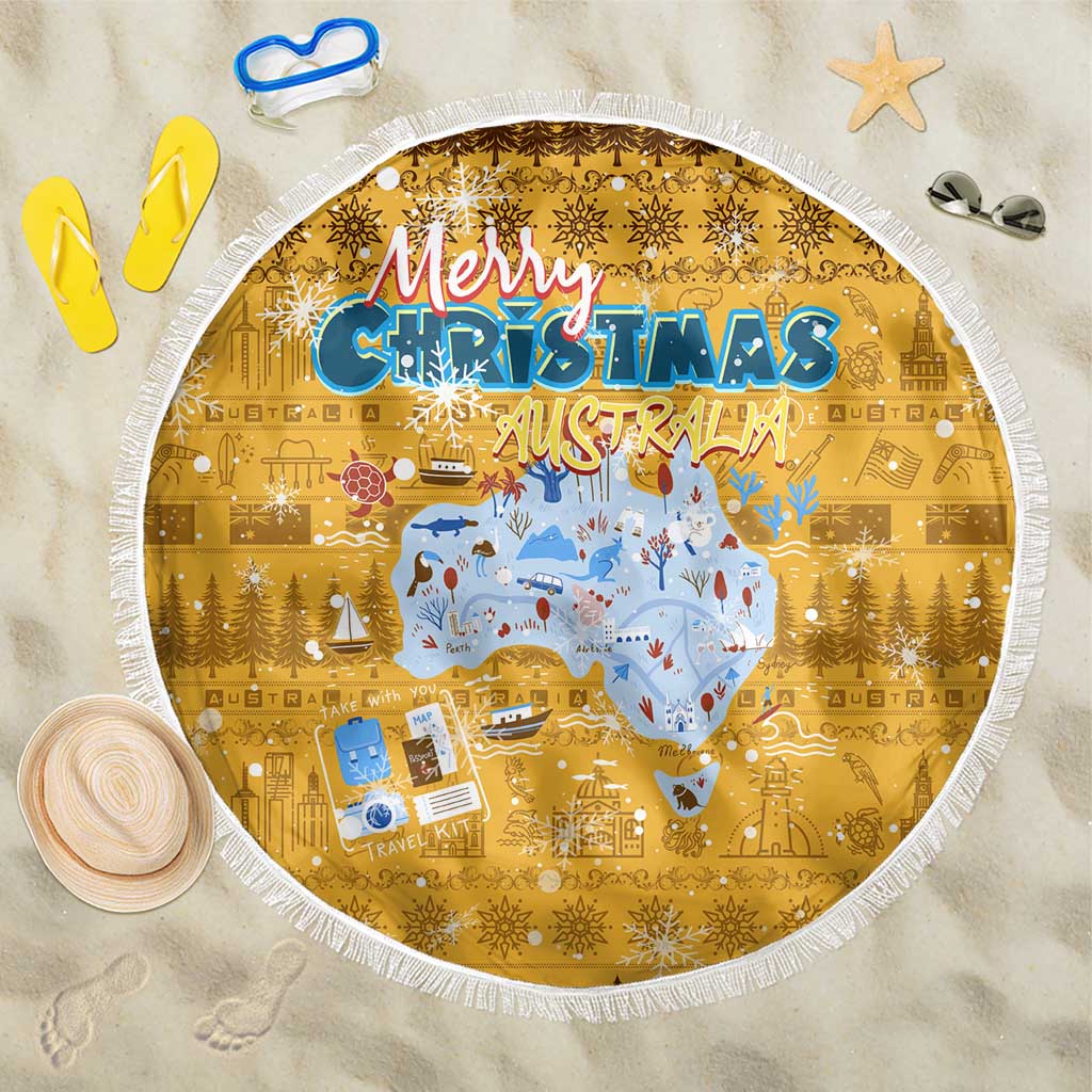 Merry Christmas Australia Beach Blanket Xmas Travel Map - Aussie Hoodie