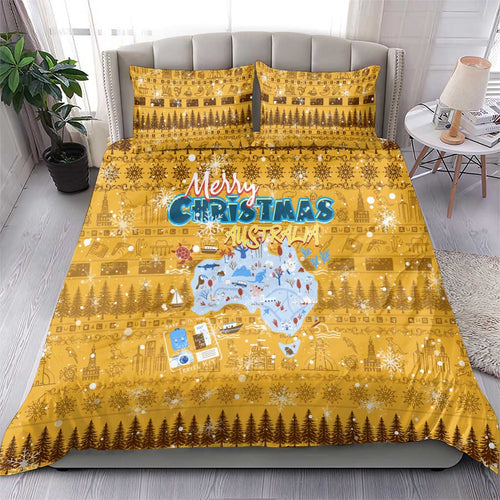 Merry Christmas Australia Bedding Set Xmas Travel Map - Aussie Hoodie
