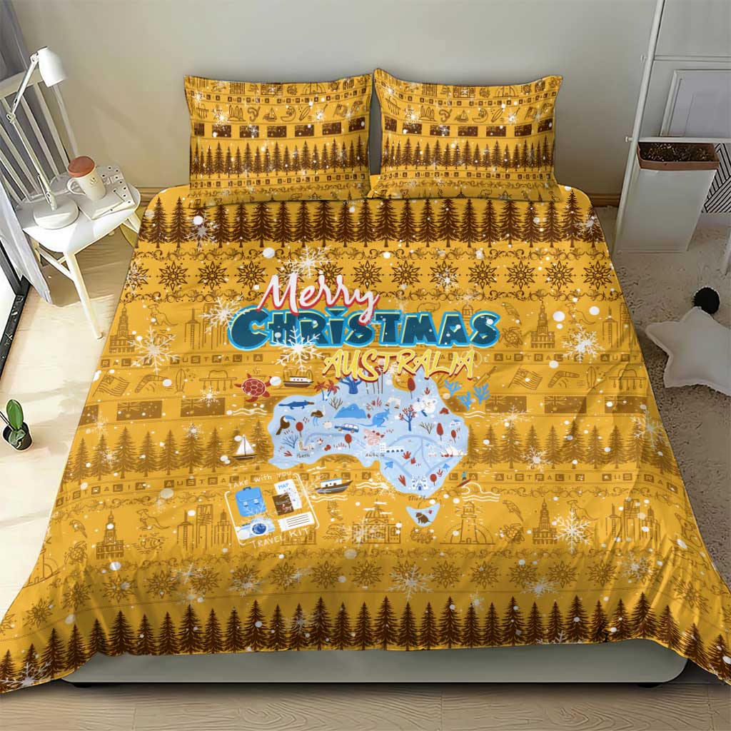 Merry Christmas Australia Bedding Set Xmas Travel Map - Aussie Hoodie