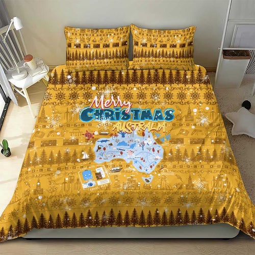 Merry Christmas Australia Bedding Set Xmas Travel Map - Aussie Hoodie