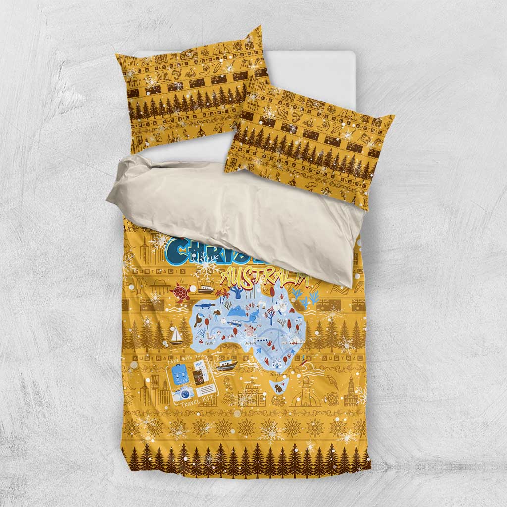 Merry Christmas Australia Bedding Set Xmas Travel Map - Aussie Hoodie