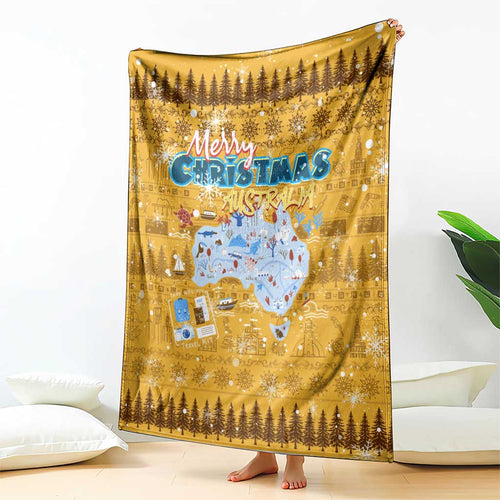 Merry Christmas Australia Blanket Xmas Travel Map - Aussie Hoodie