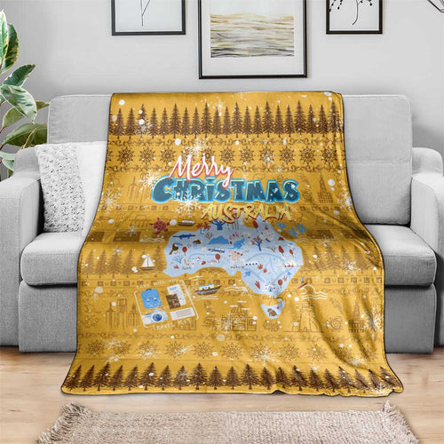 Merry Christmas Australia Blanket Xmas Travel Map - Aussie Hoodie