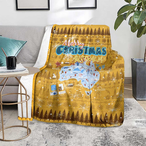 Merry Christmas Australia Blanket Xmas Travel Map - Aussie Hoodie