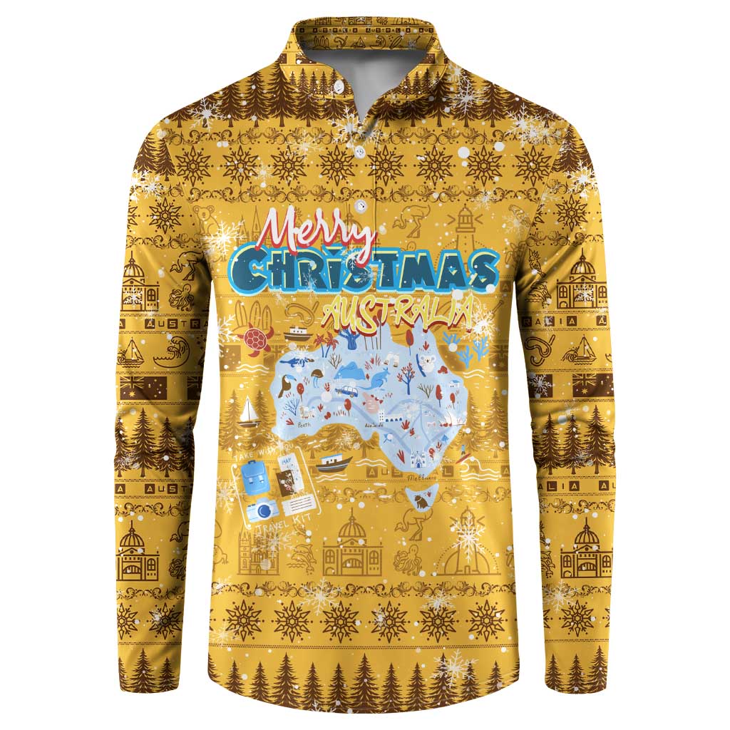 Merry Christmas Australia Button Sweatshirt Xmas Travel Map - Aussie Hoodie