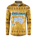 Merry Christmas Australia Button Sweatshirt Xmas Travel Map - Aussie Hoodie