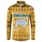 Merry Christmas Australia Button Sweatshirt Xmas Travel Map - Aussie Hoodie