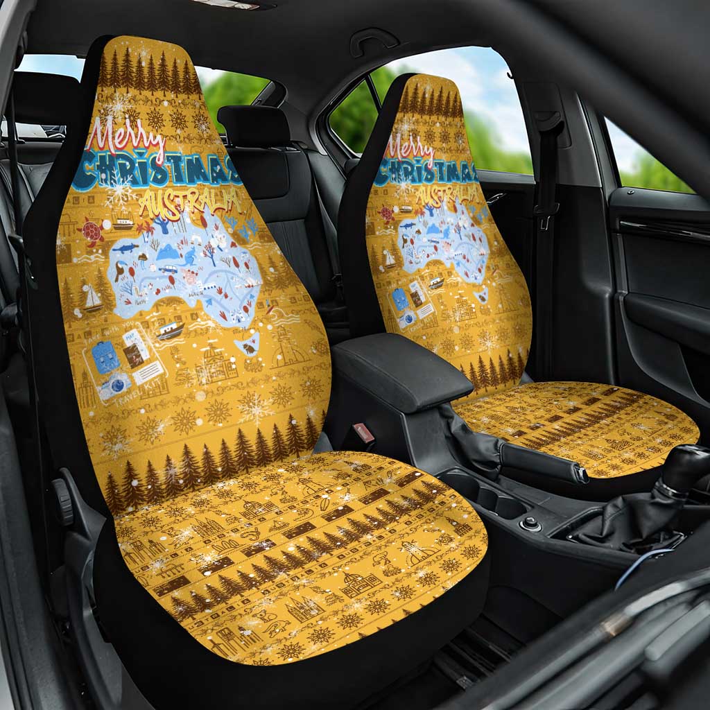 Merry Christmas Australia Car Seat Cover Xmas Travel Map - Aussie Hoodie