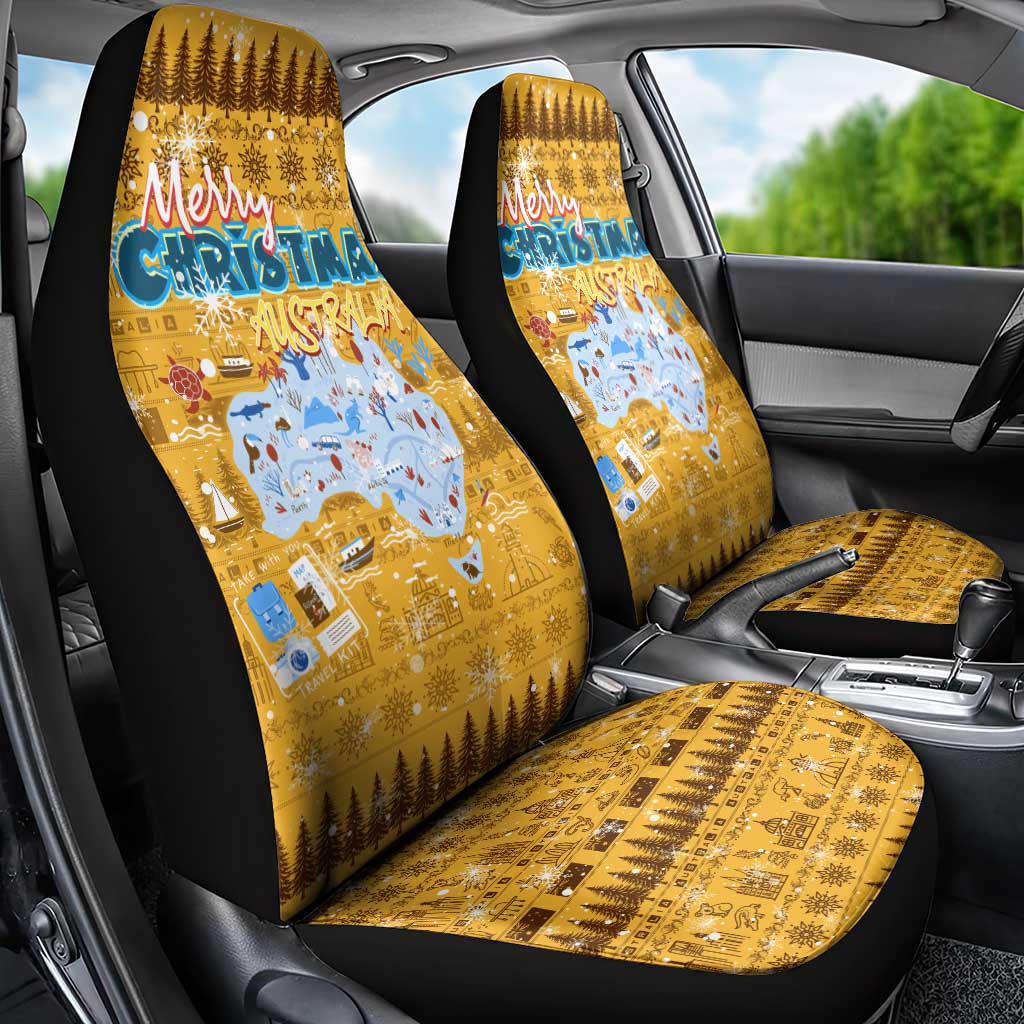 Merry Christmas Australia Car Seat Cover Xmas Travel Map - Aussie Hoodie