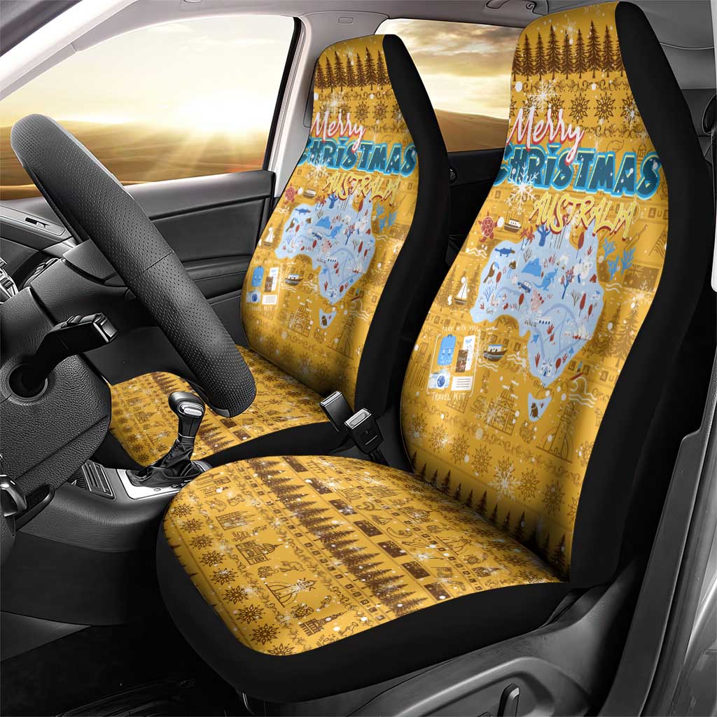 Merry Christmas Australia Car Seat Cover Xmas Travel Map - Aussie Hoodie