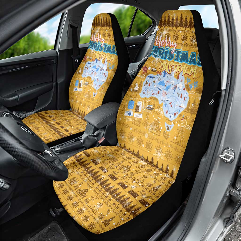 Merry Christmas Australia Car Seat Cover Xmas Travel Map - Aussie Hoodie