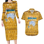Merry Christmas Australia Couples Matching Long Sleeve Bodycon Dress and Hawaiian Shirt Xmas Travel Map - Aussie Hoodie