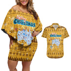 Merry Christmas Australia Couples Matching Off Shoulder Short Dress and Hawaiian Shirt Xmas Travel Map - Aussie Hoodie