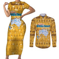 Merry Christmas Australia Couples Matching Short Sleeve Bodycon Dress and Long Sleeve Button Shirt Xmas Travel Map - Aussie Hoodie