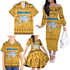Merry Christmas Australia Family Matching Off The Shoulder Long Sleeve Dress and Hawaiian Shirt Xmas Travel Map - Aussie Hoodie
