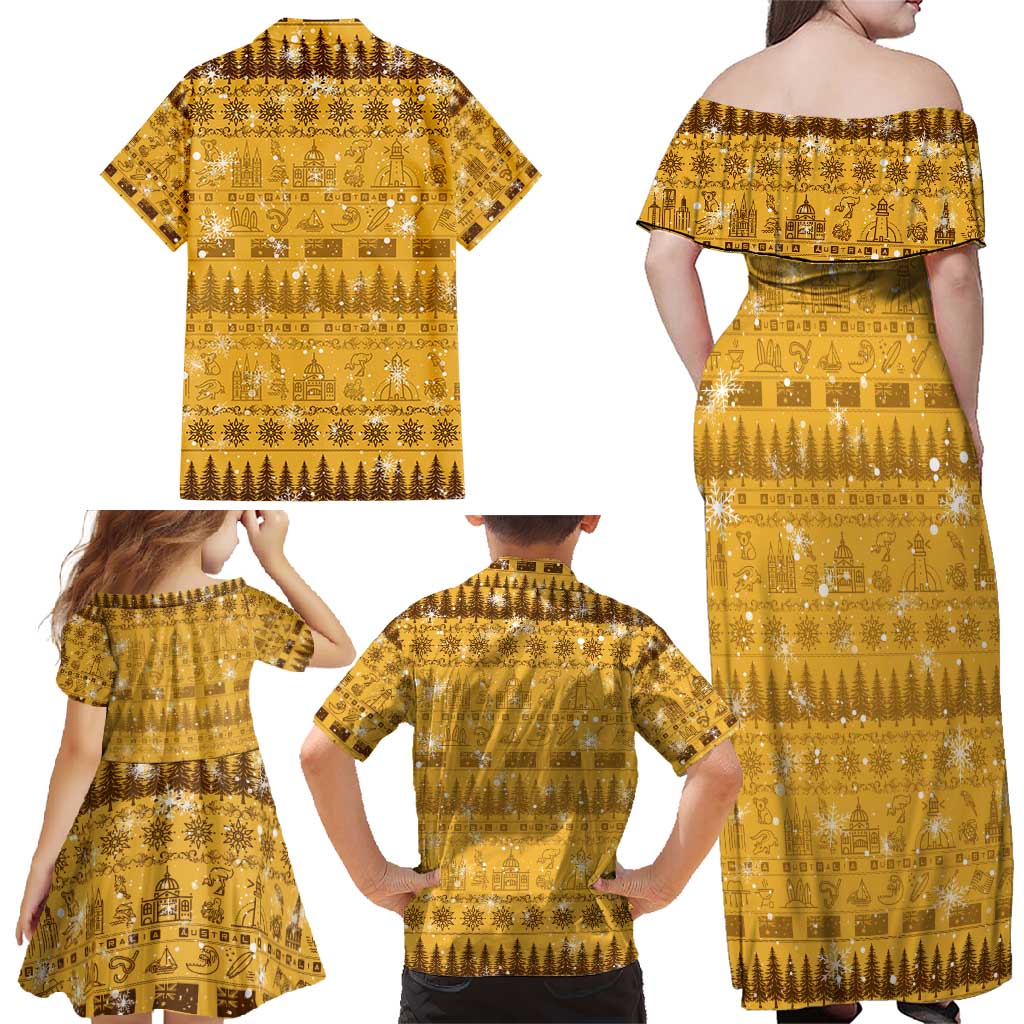 Merry Christmas Australia Family Matching Off Shoulder Maxi Dress and Hawaiian Shirt Xmas Travel Map - Aussie Hoodie