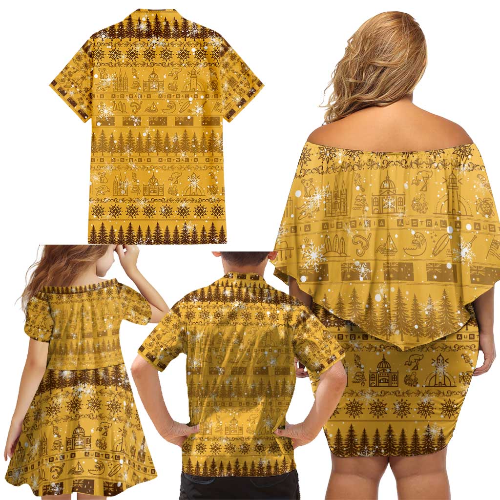 Merry Christmas Australia Family Matching Off Shoulder Short Dress and Hawaiian Shirt Xmas Travel Map - Aussie Hoodie