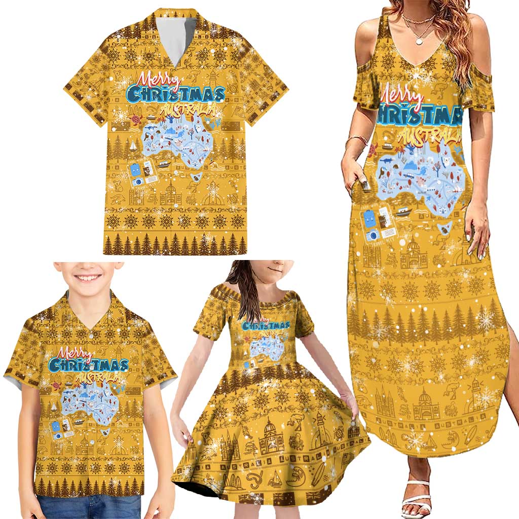 Merry Christmas Australia Family Matching Summer Maxi Dress and Hawaiian Shirt Xmas Travel Map - Aussie Hoodie