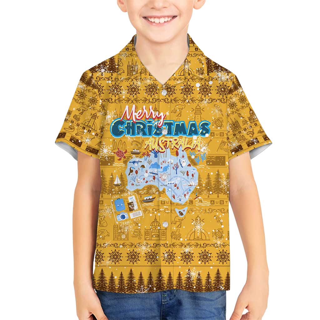 Merry Christmas Australia Family Matching Summer Maxi Dress and Hawaiian Shirt Xmas Travel Map - Aussie Hoodie
