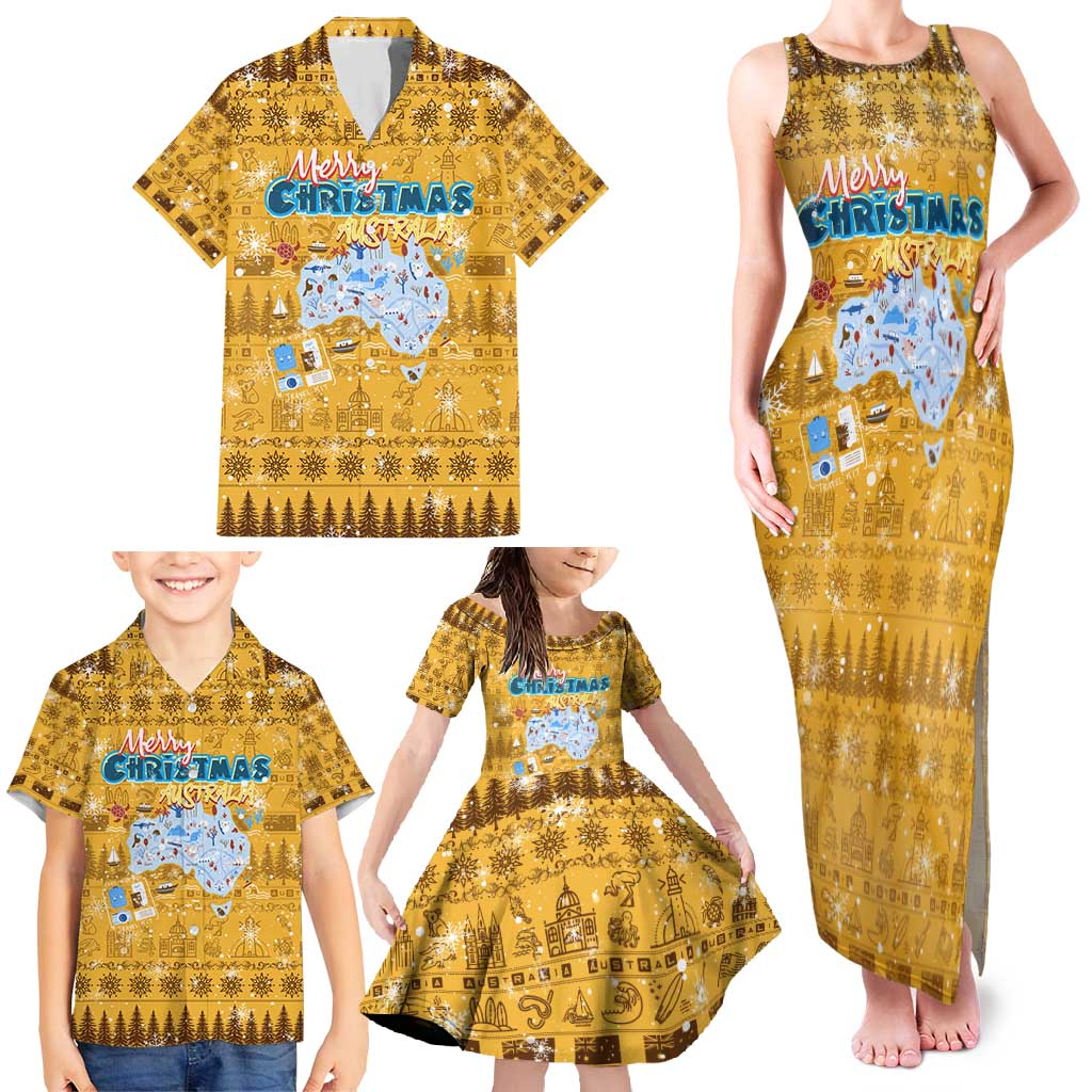 Merry Christmas Australia Family Matching Tank Maxi Dress and Hawaiian Shirt Xmas Travel Map - Aussie Hoodie
