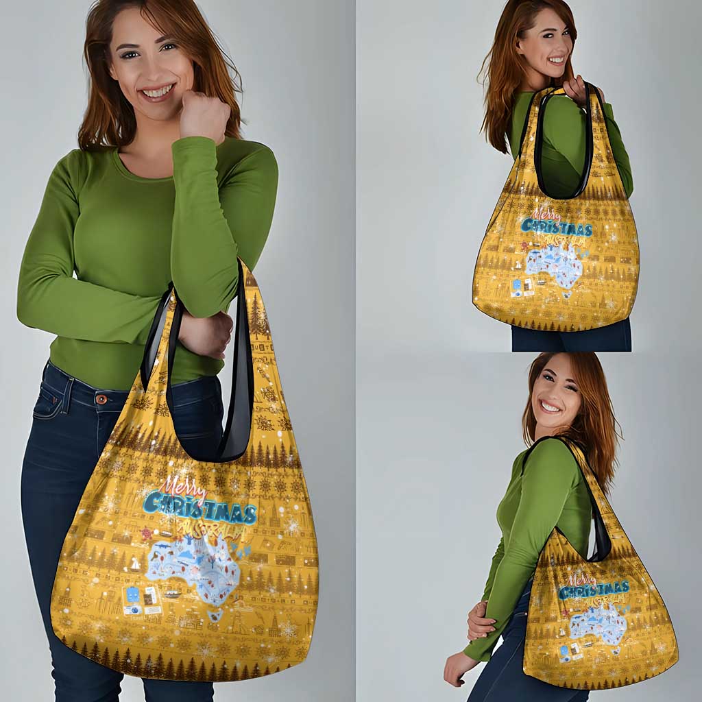 Merry Christmas Australia Grocery Bag Xmas Travel Map - Aussie Hoodie