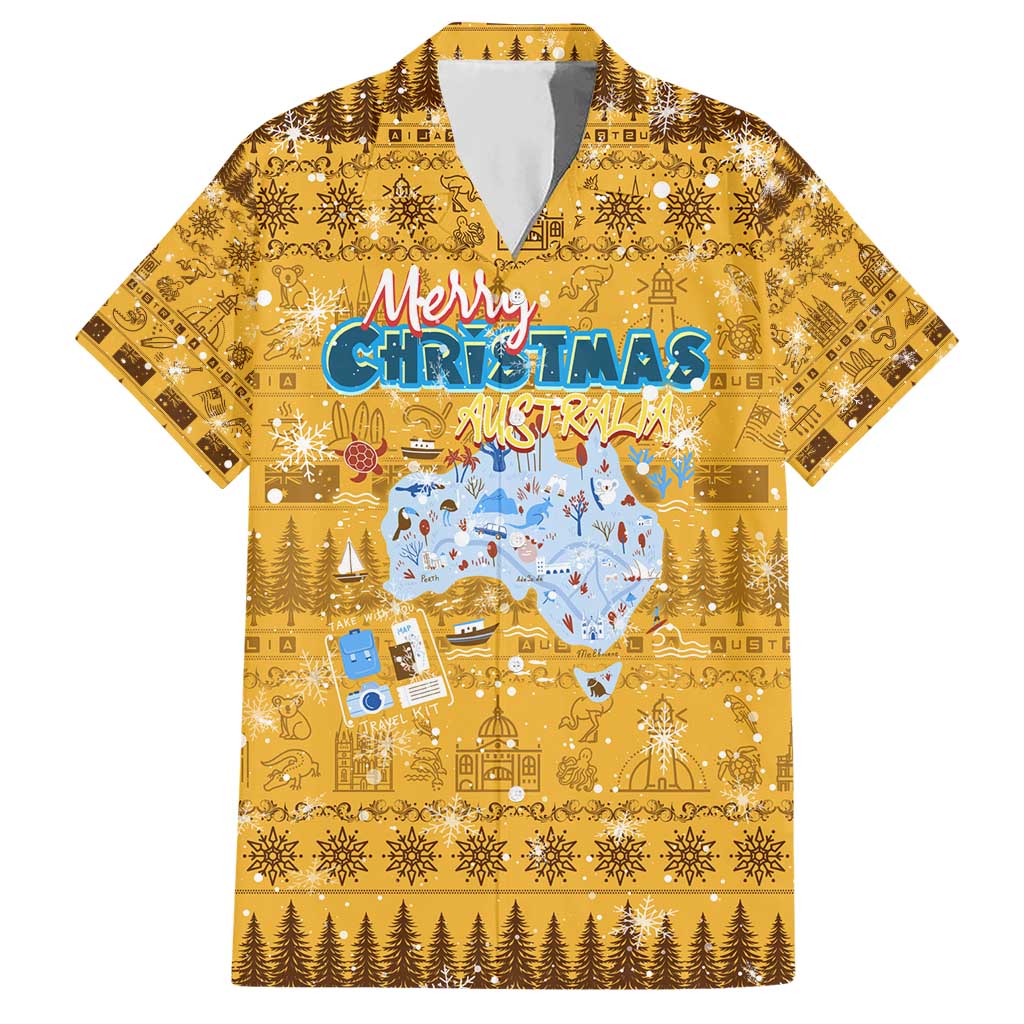 Merry Christmas Australia Hawaiian Shirt Xmas Travel Map - Aussie Hoodie