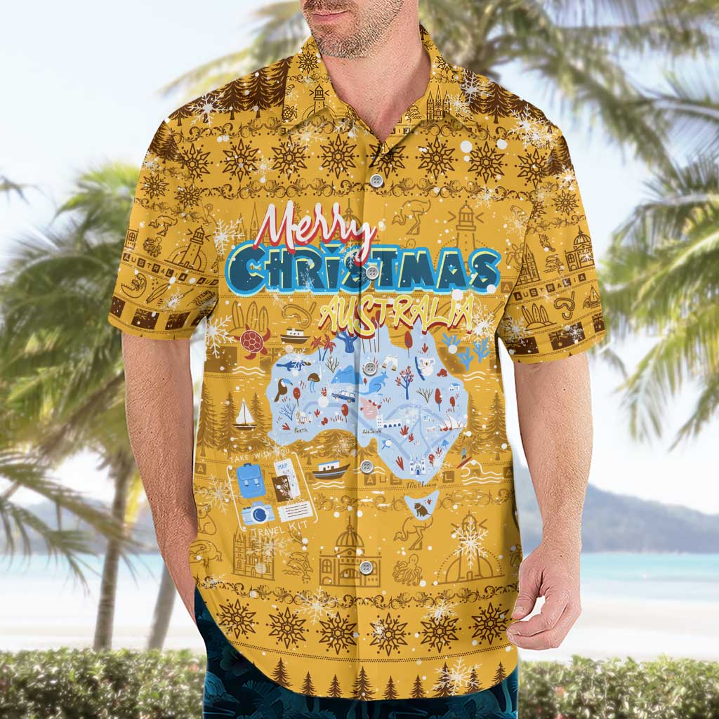 Merry Christmas Australia Hawaiian Shirt Xmas Travel Map - Aussie Hoodie