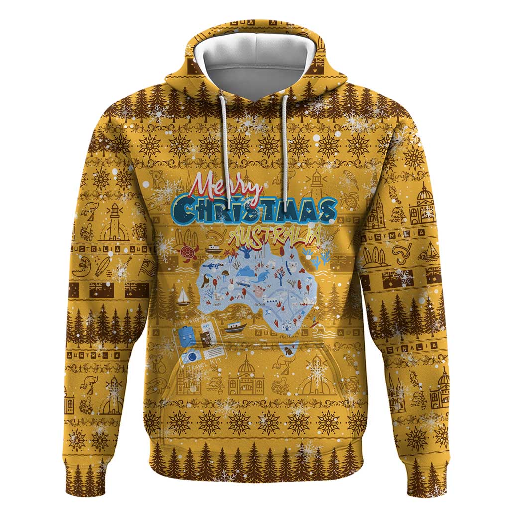 Merry Christmas Australia Hoodie Xmas Travel Map - Aussie Hoodie