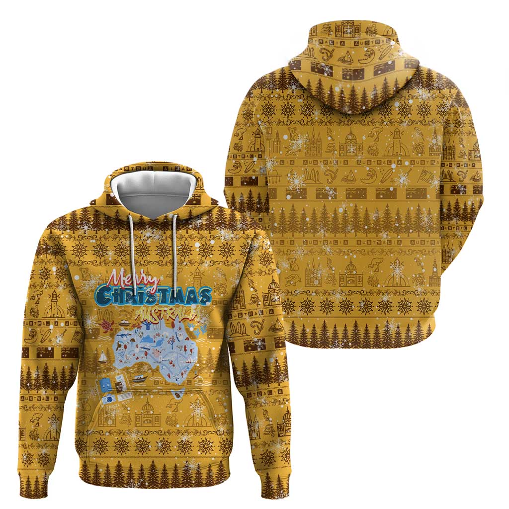 Merry Christmas Australia Hoodie Xmas Travel Map - Aussie Hoodie