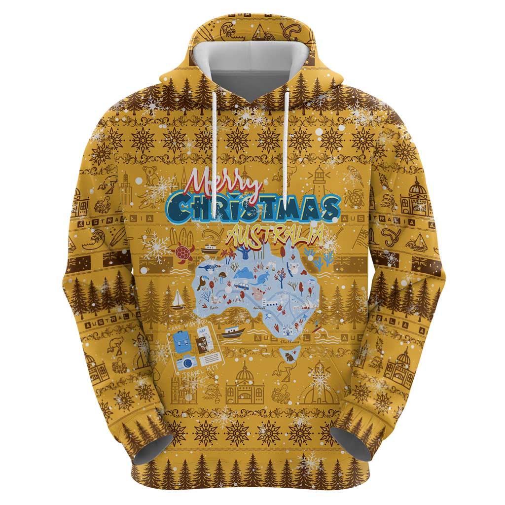 Merry Christmas Australia Hoodie Xmas Travel Map - Aussie Hoodie