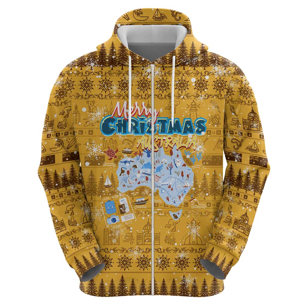 Merry Christmas Australia Hoodie Xmas Travel Map - Aussie Hoodie