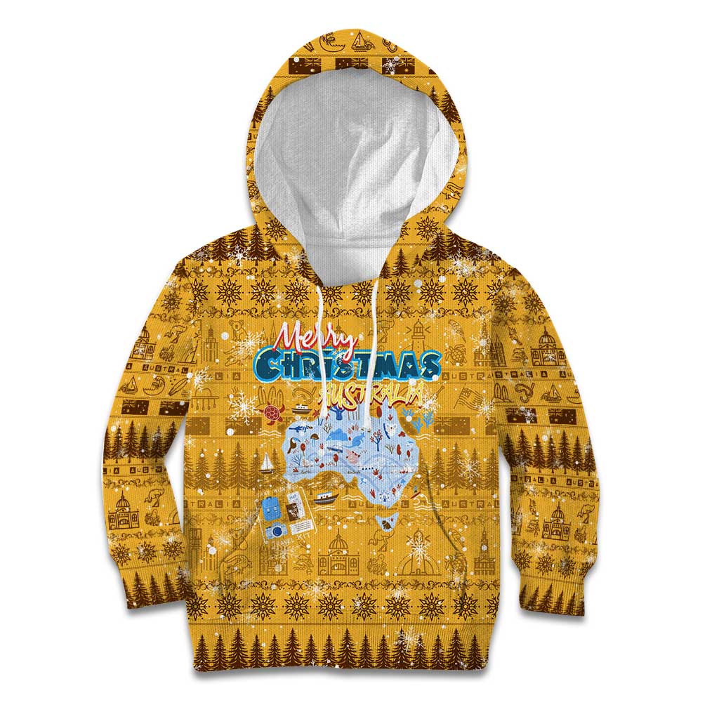 Merry Christmas Australia Kid Hoodie Xmas Travel Map - Aussie Hoodie