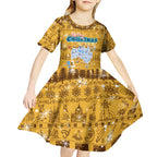Merry Christmas Australia Kid Short Sleeve Dress Xmas Travel Map - Aussie Hoodie