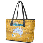 Merry Christmas Australia Leather Tote Bag Xmas Travel Map - Aussie Hoodie