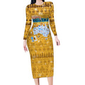 Merry Christmas Australia Long Sleeve Bodycon Dress Xmas Travel Map - Aussie Hoodie