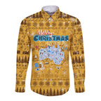 Merry Christmas Australia Long Sleeve Button Shirt Xmas Travel Map - Aussie Hoodie
