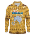 Merry Christmas Australia Long Sleeve Polo Shirt Xmas Travel Map - Aussie Hoodie