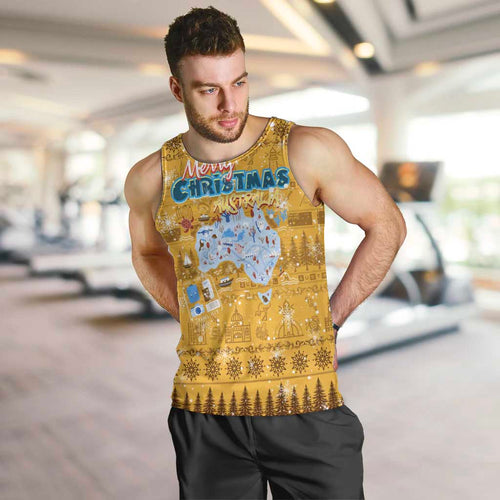 Merry Christmas Australia Men Tank Top Xmas Travel Map - Aussie Hoodie