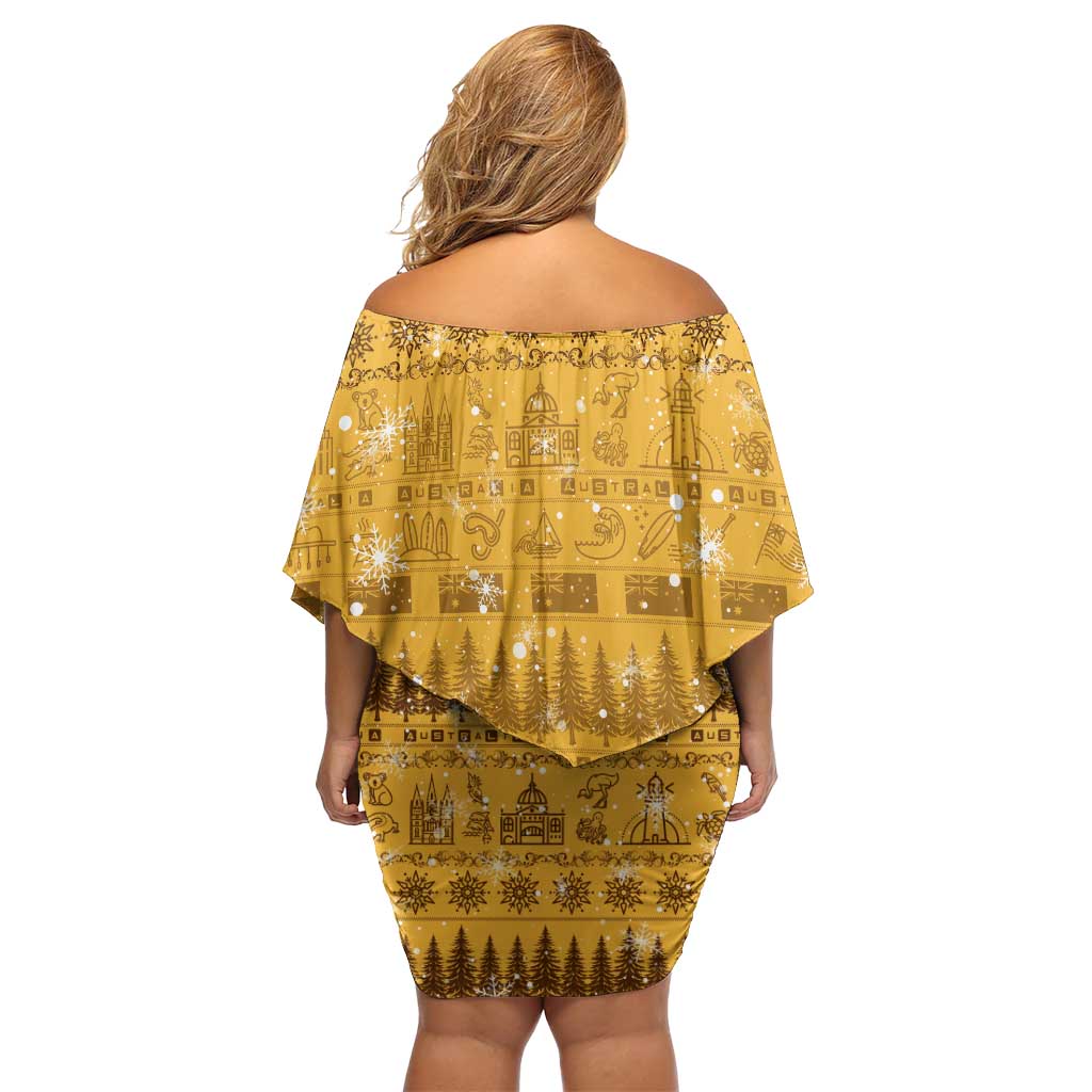 Merry Christmas Australia Off Shoulder Short Dress Xmas Travel Map - Aussie Hoodie